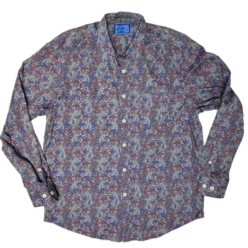 Tommy Bahama Button Up Shirt Mens‎ Large Paisley Long Sleeve Casual 70s Groovy
